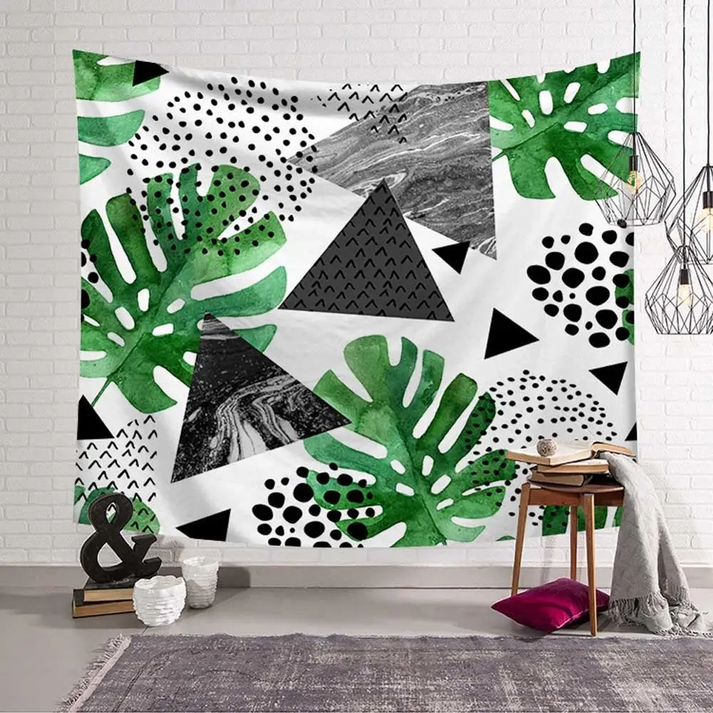Модный настенный гобелен с зелеными листьями суккуленты кактус 3D цветок художественный ковер одеяло йога коврик декоративный гобелен для дома - Цвет: No 12