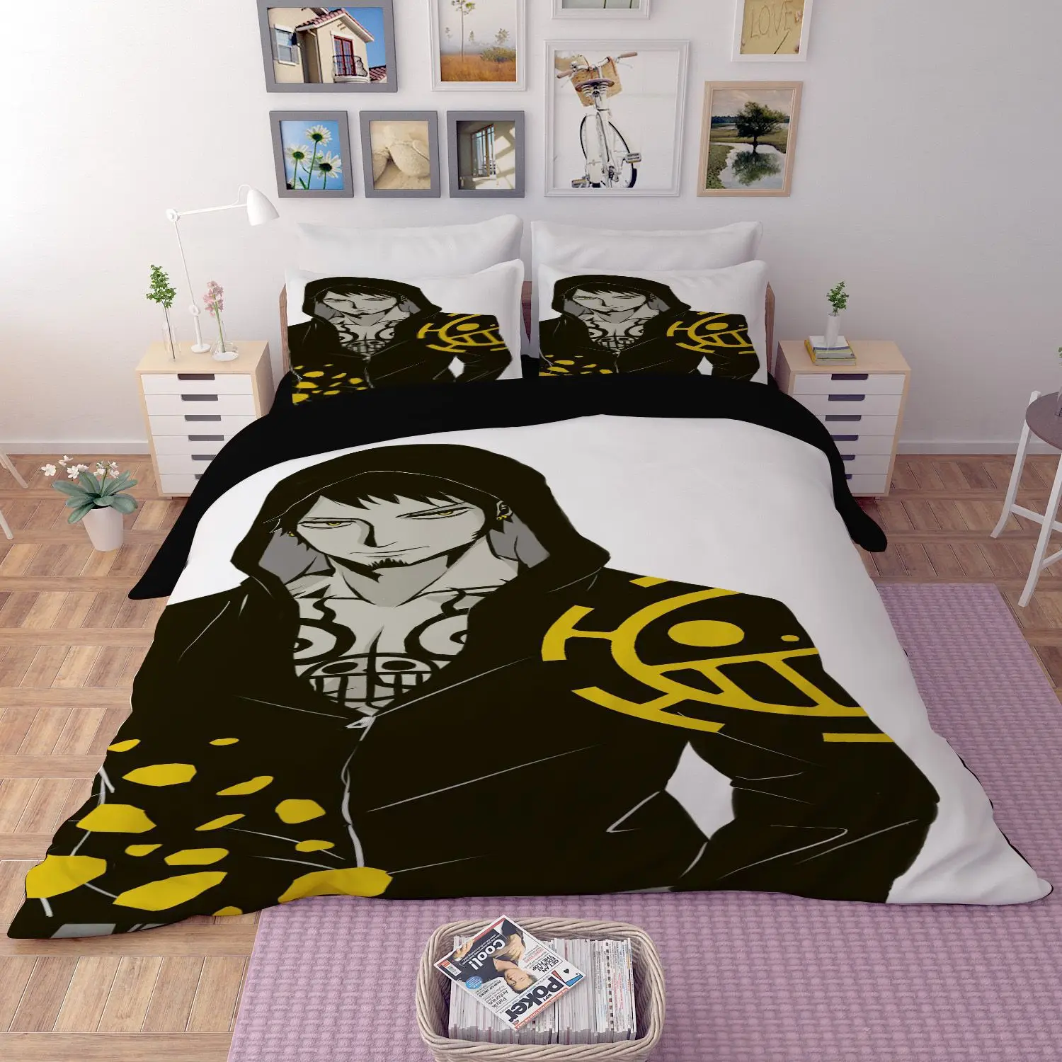 

Duvet Cover 3D One Piece Luffy Zoro Nami Sanji Bedding Sets King Queen full Twin Size 3PCS black PillowCase housse de couette