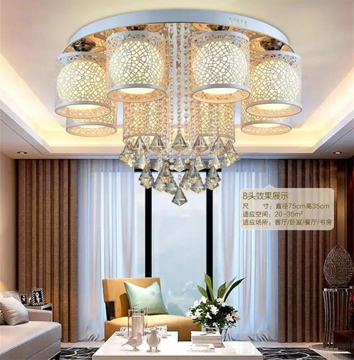 

Led crystal ceiling light modern brief circle living room lamps warm bedroom lights study light