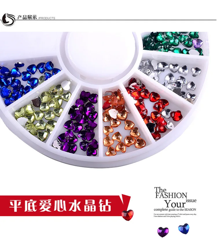 1 коробка любовь 12 цветов 3 мм стразы для дизайна ногтей колеса DIY Декоративные наклейки для ногтей 3D инструменты для маникюра