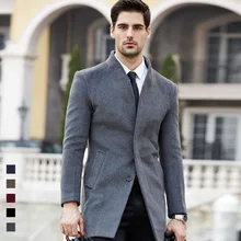 Новое модное зимнее шерстяное пальто, верхняя одежда, мужские шерстяные пальто, тонкий утепленный теплый Тренч с толстой хлопковой подкладкой