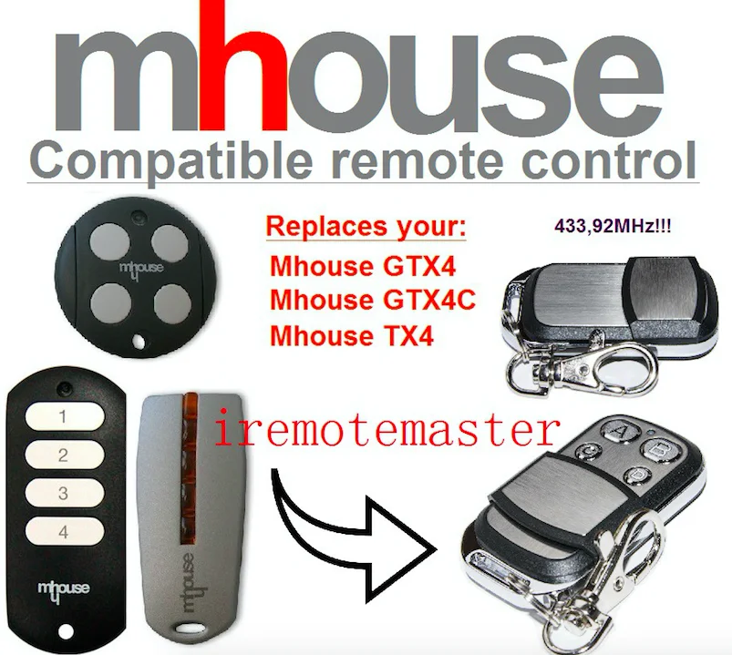 

MHouse GTX4, GTX4C,TX4 universal replacement remote control