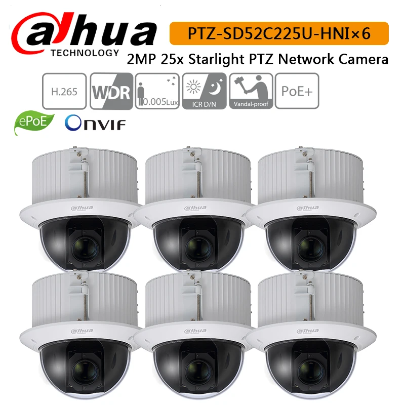 Auto-tracking IVS PTZ H.265 DH-PTZ-SD52C225U-HNI 2MP 25x Starlight Network Camera High Speed IP Dome SD52C225U-HNI | Безопасность и
