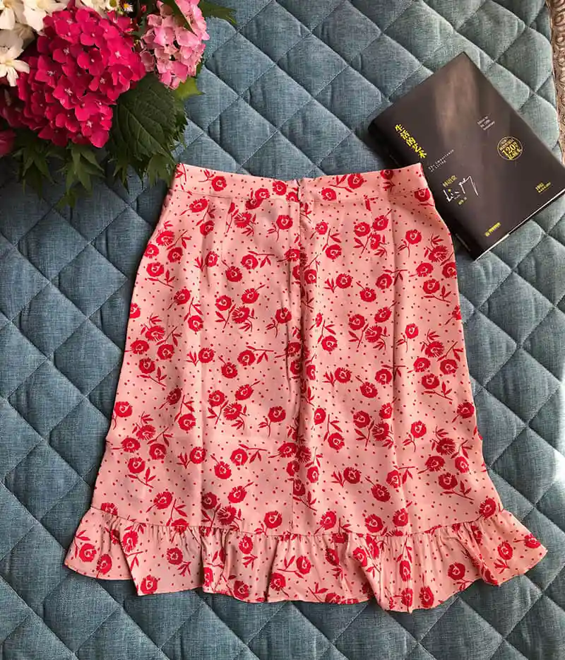 CAMIA rouje стиль лето оранжевый цветочный принт винтажный Флористический с высокой талией рюшами рыбий хвост Женская юбка