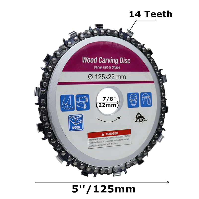 4 ''/5'' угловая шлифовальная машина цепной диск 14 T/22 T резьба по дереву диск для резьбы по дереву скульптура удаление пня резка бензопила инструмент Аксессуары