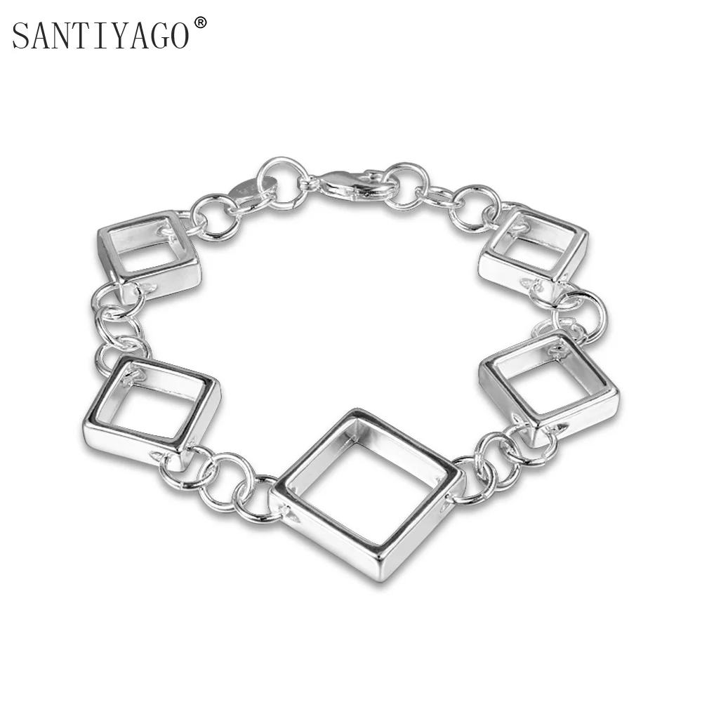 

SANTIYAGO 2017 Fashion Charm Women's Bracelet funny Bracelet 21cm Men's and Women's Hip Hop Party Punk Rock Square Bracelet