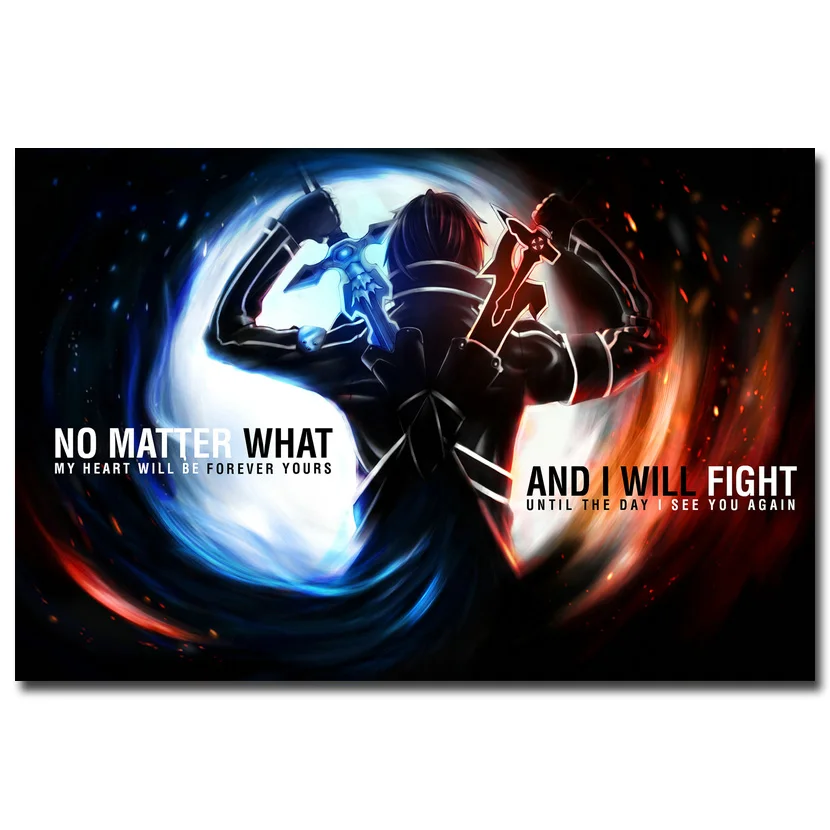 NICOLESHENTING-Sword-Art-Online-2-Kirito-Asuna-Silk-poster-12x18-24x36-Anime-Pictures-For-Bedroom-Living