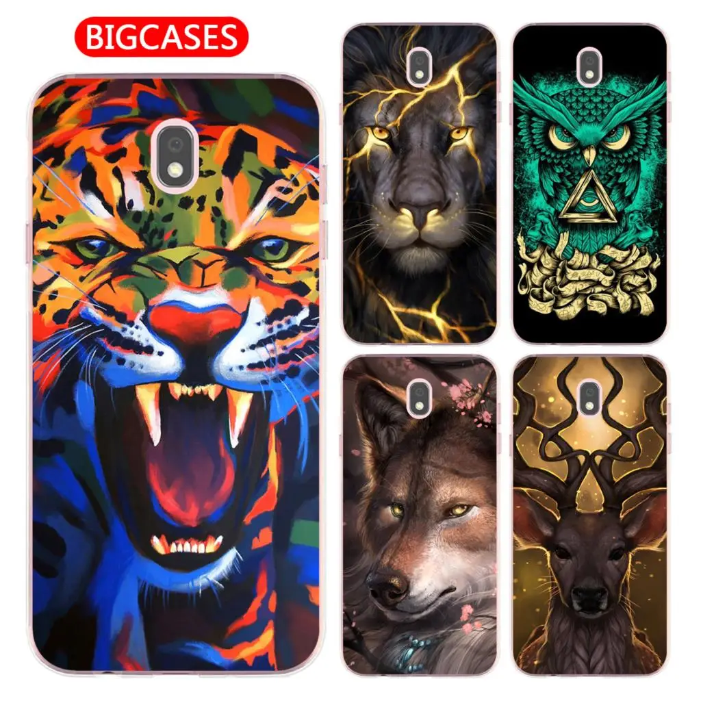 For Samsung Galaxy J7 2017 Case 5.5&quot J730 EU Version Soft TPU Silicone Cool Lion Tiger Leopard Wolf Deer Owl Painted Phone Cover |