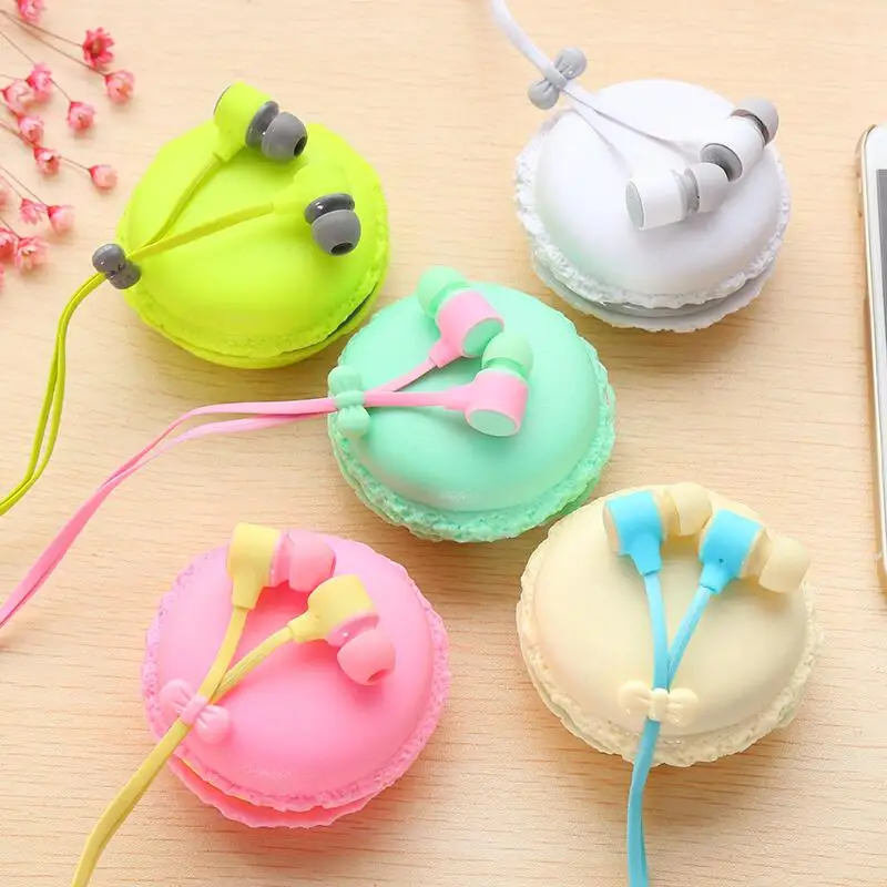 

Cute Candy Color Macaron Earphones 3.5mm with Macaron Box for Xiaomi IPhone Samsung MP3 for Girls Kids Gifts