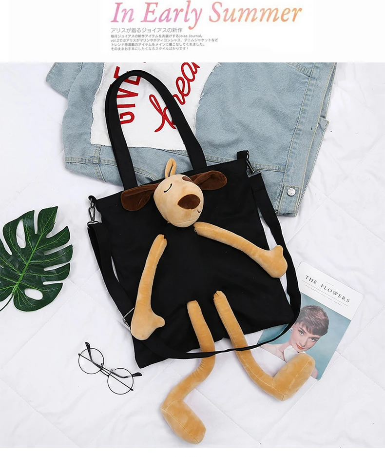 Sad Frog toy bag anime ins hot Rabbit Dog Sad Frog Feels plush doll cosplay animal Canvas shoulder bag for girl gift