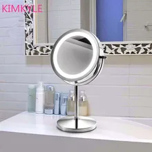 Мода горячие продажа качество 7 дюймов led макияж для рабочего зеркало с подсветкой 2-Face зеркало ванная комната Батареи питания