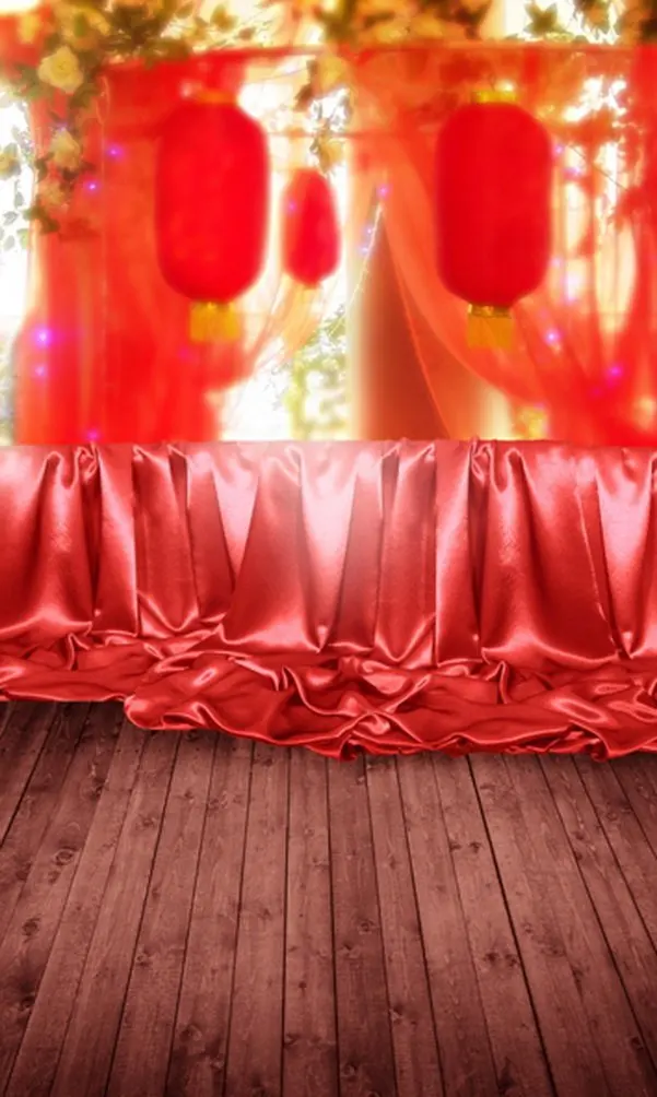 

Chinese Traditional Red Floor Lantern Photography Backdrops Photo Props Studio Background 5x7ft