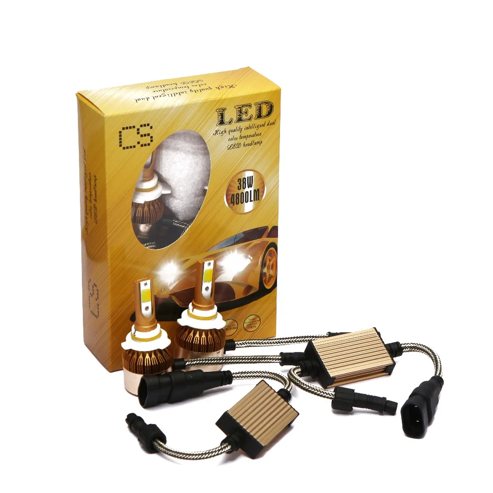 

LED Car Headlight Bulb H11 H4 H3 9005 9006 H7 6000K 3000K Double Color Headlamp Fog Light Lamp 38w 4800Lm Plug & Play Pack of 2