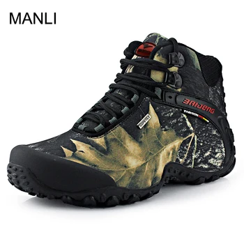 

MANLI men waterproof hiking shoes boots Anti-skid Wear resistant breathable fishing shoes Trainer Sport climbing high shoes