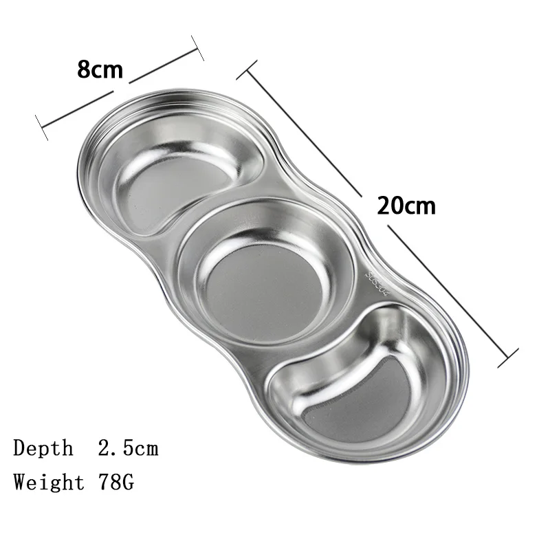 SUS 304 нержавеющая сталь перец жаркое мясо соус блюда миска еда приправа лоток отдельный уксус для суши соевые тарелки Посуда - Цвет: Round 3 frame