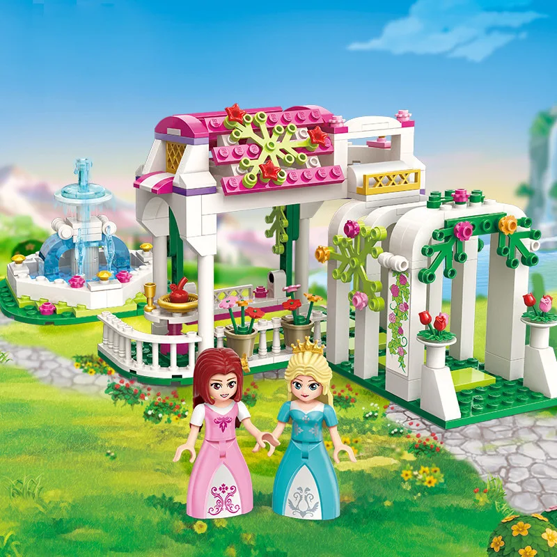 القلعة دمية الأثاث اللبنات تجميعها الأميرة الدمى حديقة المطبخ طاحونة الأطفال فتاة اللعب الطوب الاطفال G