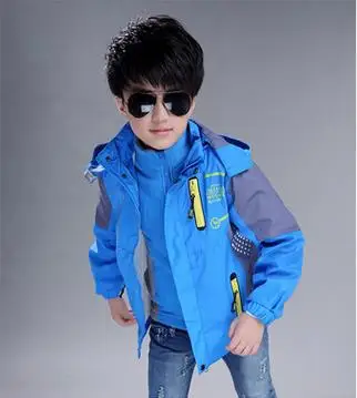 Детская верхняя одежда; теплая спортивная детская одежда для мальчиков; пальто для мальчиков; водонепроницаемая ветрозащитная утепленная куртка для мальчиков и девочек; сезон осень-зима - Цвет: Синий