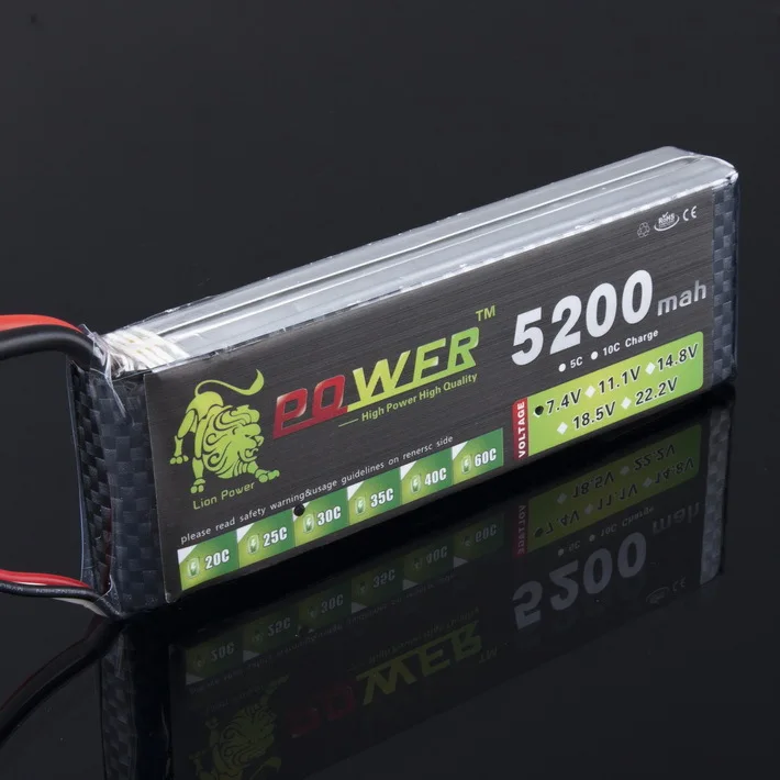 Lion power 7,4 V 5200 mAh Lipo батарея 30C-40C 2S батарея 2S LiPo 7,4 V 5200 mAh 30C 2S 1P Литий-полимерная батарея для RC автомобилей