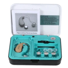 Лучший тон мини-усилитель звука за ухом слуховой аппарат с УФ-Антибактериальный Бокс Комплект Чистящая Щетка затычки для ушей слуховой аппарат