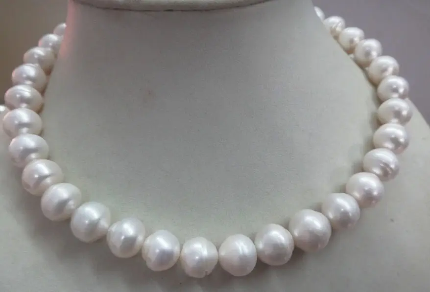 

N2586 12-14MM NATURAL AUS. SOUTH SEA GENUINE WHITE PEARL NECKLACE 14K NEW