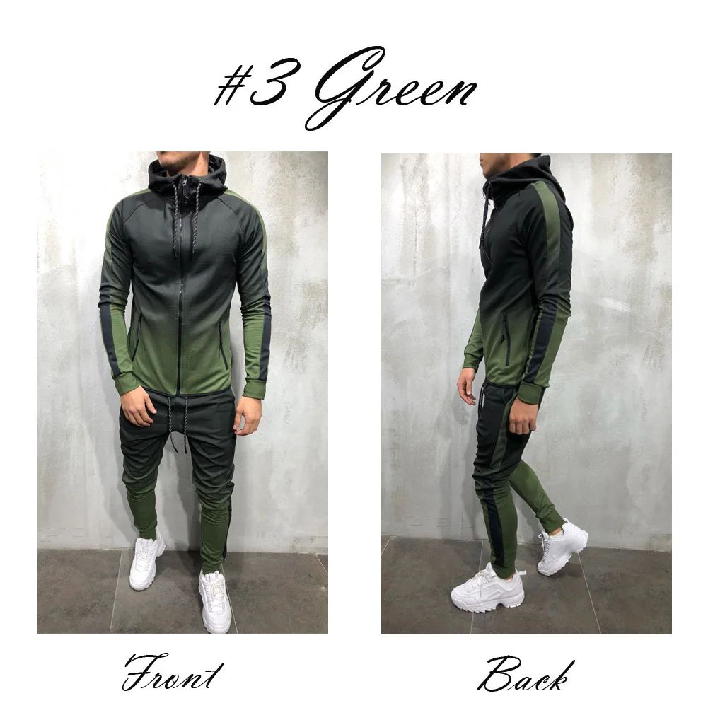 Новый для мужчин спортивный костюм Толстовка костюм Slim Fit Цвет Градиент джоггеры костюм градиент Мода Новый комфорт наборы для ухода за