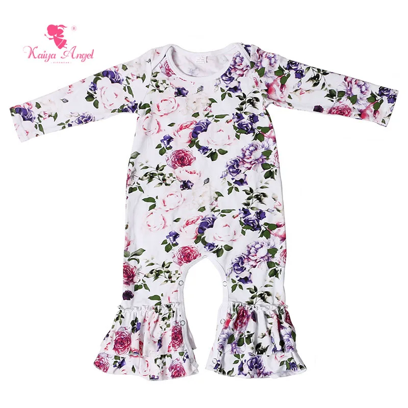 

Kaiya Angel 2017 Baby Romper Long Sleeve Ruffles Newborn Cotton Romper Floral Infantil Baby Cothes Fall baby jumpsuit