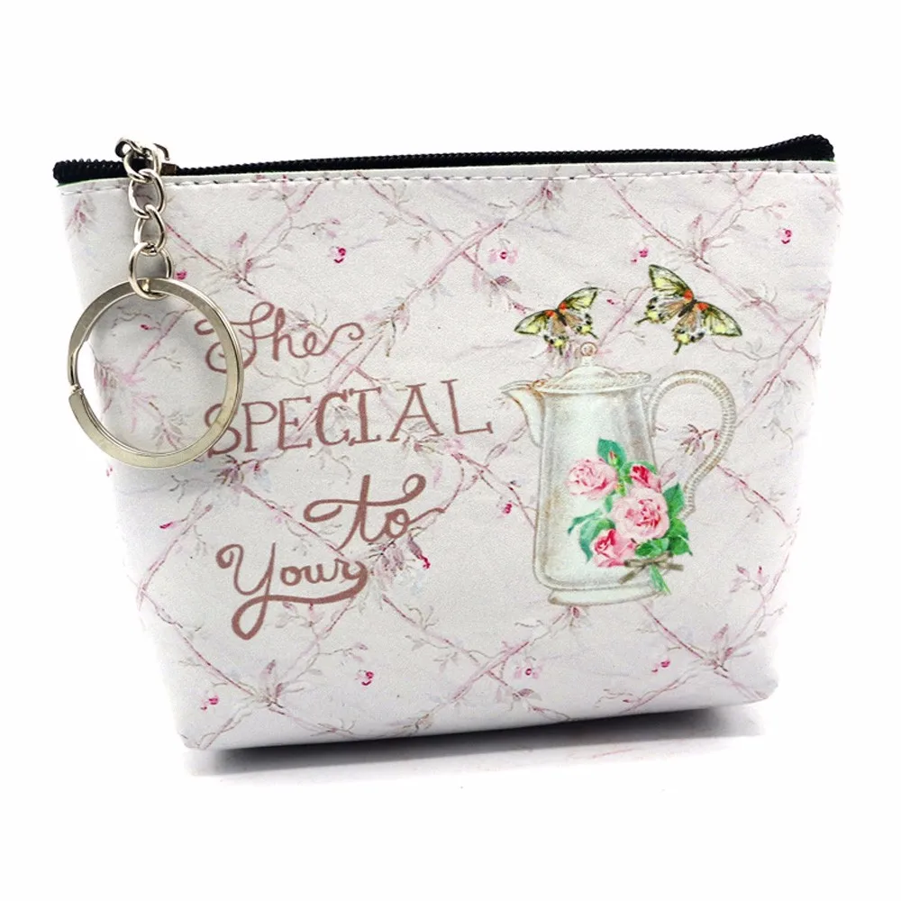 

Women Girls Lady PU Leather Small Wallet Coin Purse Clutch Bag Keychain Cash Card Holder Storage Bags Short Handbags 10jul 26