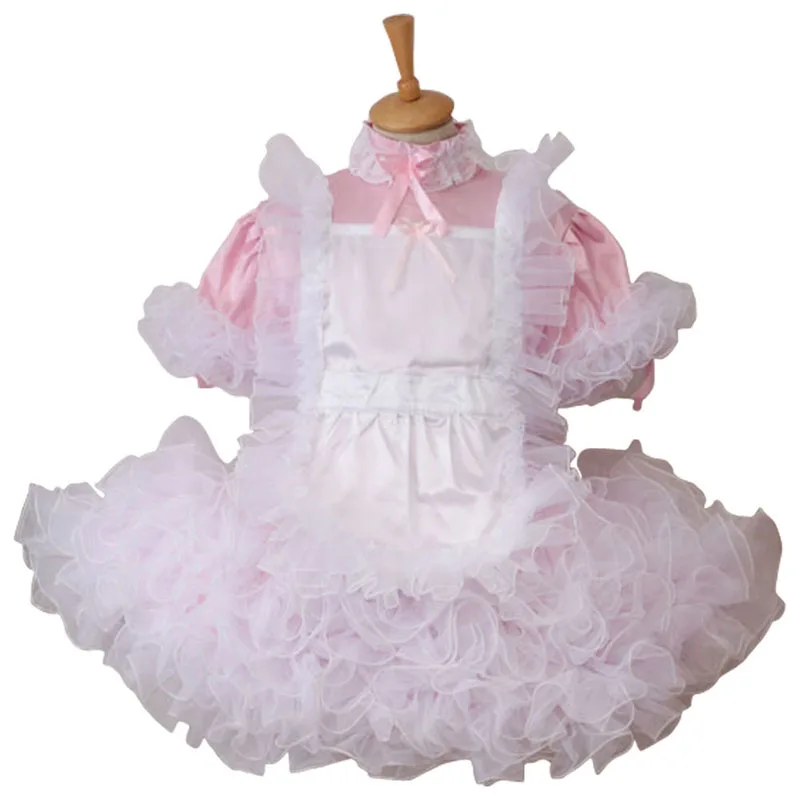 

Custom Made Fanny Sissy Sissy Maid Satin Organza Dress Uniform Cosplay Costume For Halloween Party
