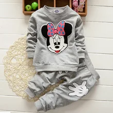 Детская одежда для новорожденных девочек комплект мультфильм Длинные рукава Топы+ штаны 2 шт. детская одежда детские спортивные костюмы