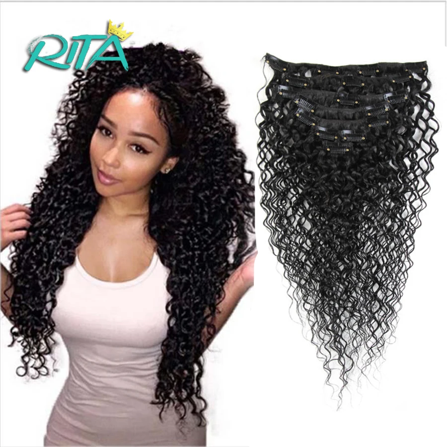 Kinky Curly Clip In Human Hair Extension 100g Curly Clip Ins Hair