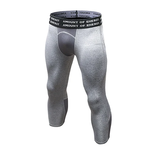 Yuerlian Gym 3/4 Новинка компрессионное Спортивное трико спортивные штаны для мужчин брюки для бега быстросохнущие спортивная одежда леггинсы для фитнеса - Цвет: grey