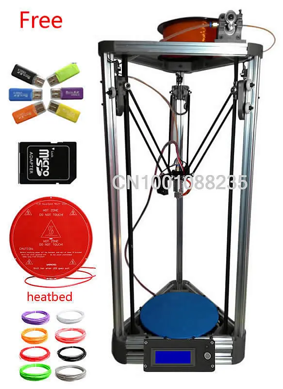 auto leveling 50g filament silver kossel mini lcd delta 3d printer kit diy 3d printer