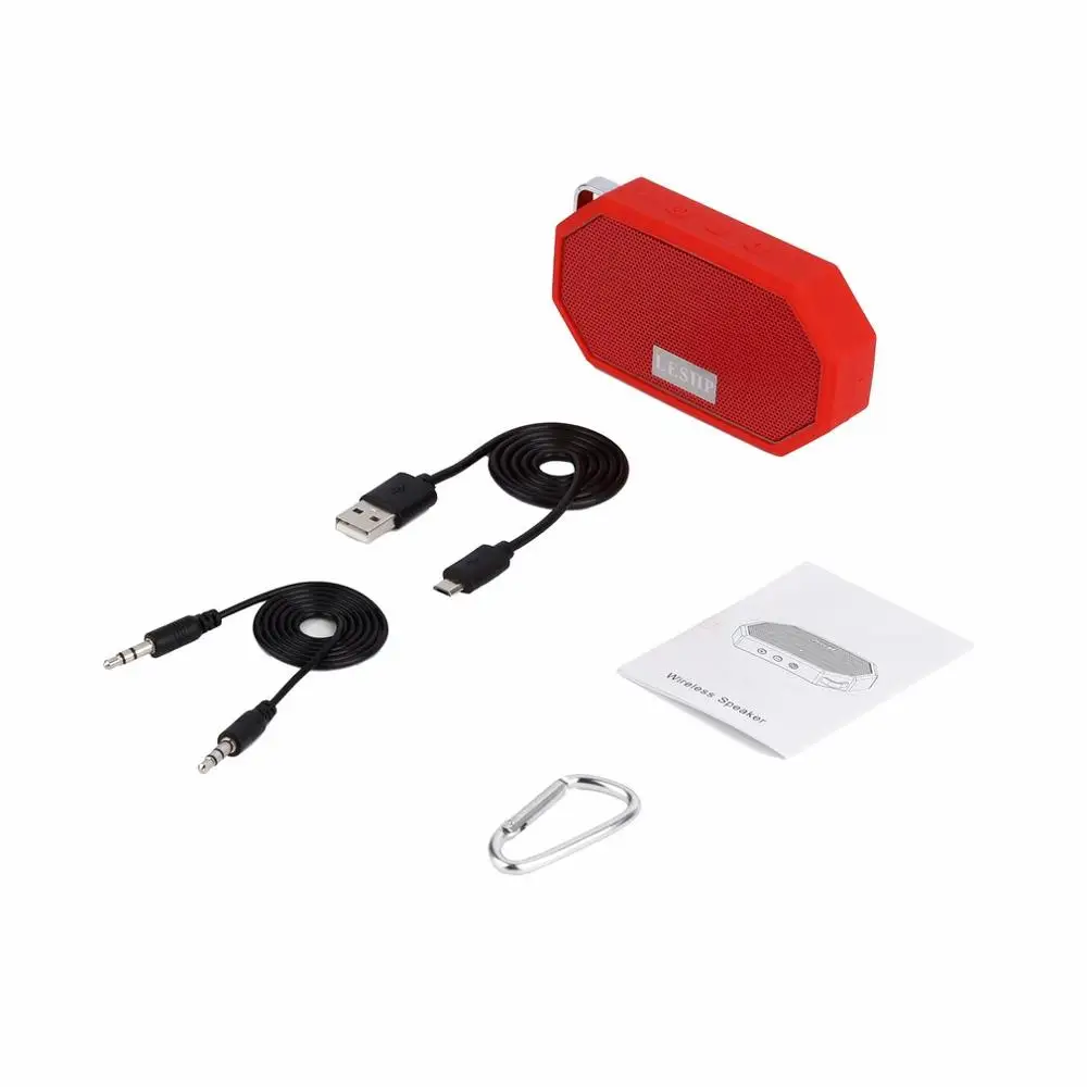 

LESHP Portable Waterproof Shockproof Wireless Speaker with Mic Red