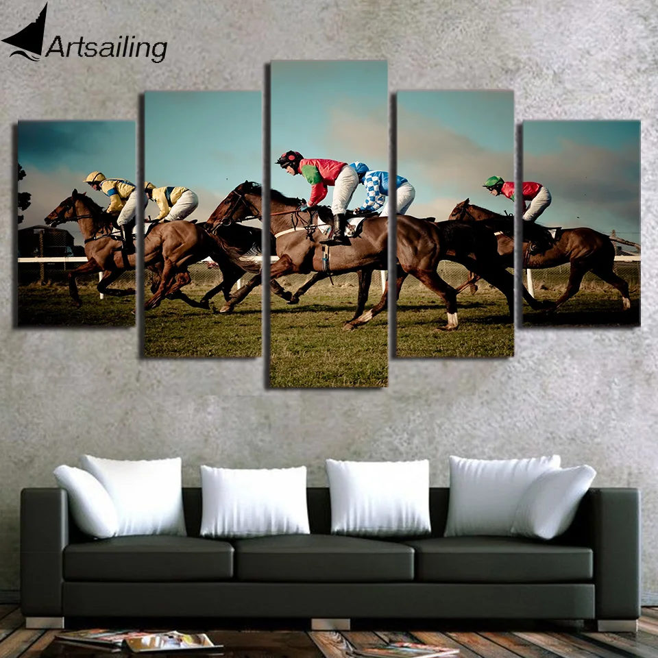 5 Piece Canvas Art Horse Racing Painting Hd Printed Rider 5 Piece Canvas Art Horse Racing