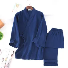 Весна Чистый хлопок креп японская Пижама-кимоно Набор юката для мужчин и женщин традиционные брюки для влюбленных Домашняя одежда обслуживание пижамы