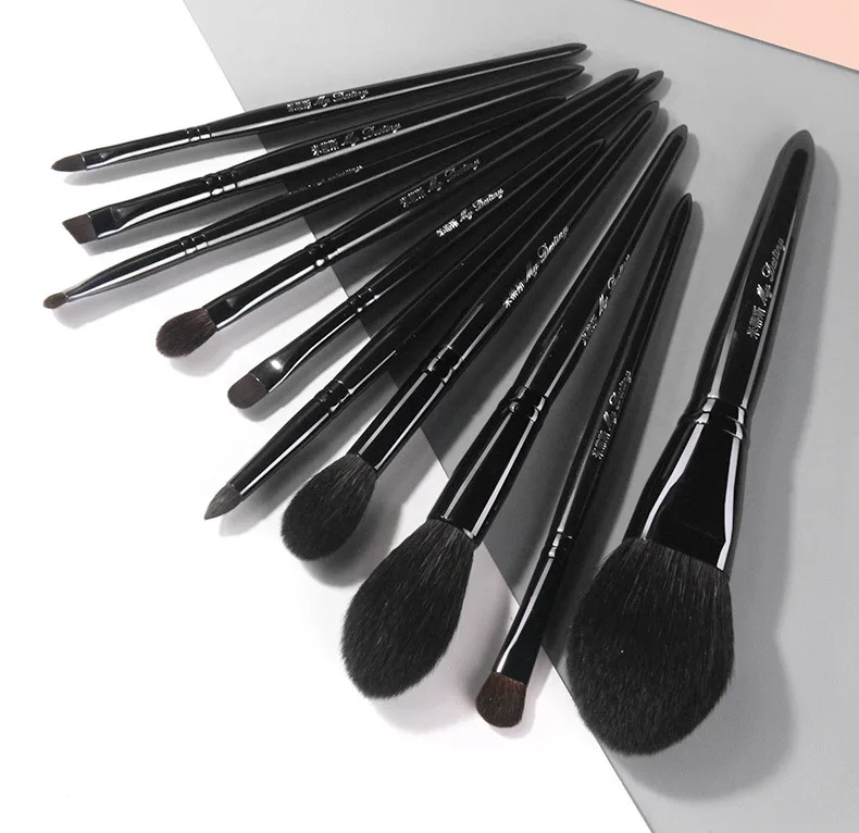 Pincéis de Maquiagem com Iluminador para Blush Sombra de Olho e Contorno Kit de Pincéis de Maquiagem com 10 Pçs - Set Pro 5 iluminador para blush, sombra de olho e contorno
