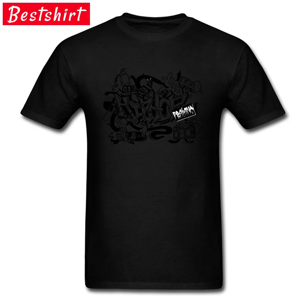 Gift Top T-shirts Brand New O Neck GraffitisRap Music All Cotton Man Tops Shirts Birthday Short Sleeve Tee Shirts GraffitisRap Music black