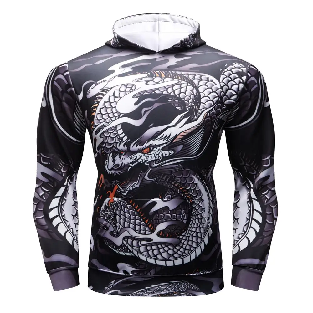

2019 spring Autumn Brand Sweatshirts Jacket Men High Quality 3D dragon Printing Fashion Mens Hoodies Thin section Men's Hoodie