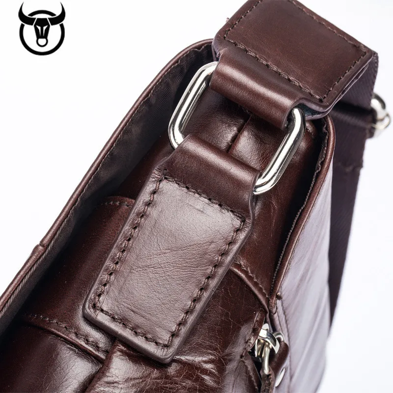 Genuine Leather BULLCAPTAIN Men's Messenger bag vintage cow leather shoulder bag for male fashion crossbody bag Handbags