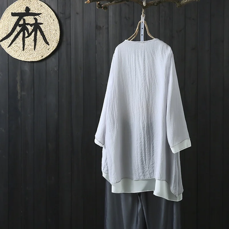 Традиционная китайская одежда чайная литературная шифоновая Ретро винтажная рубашка в китайском стиле женская одежда женские китайские Топы TA1452