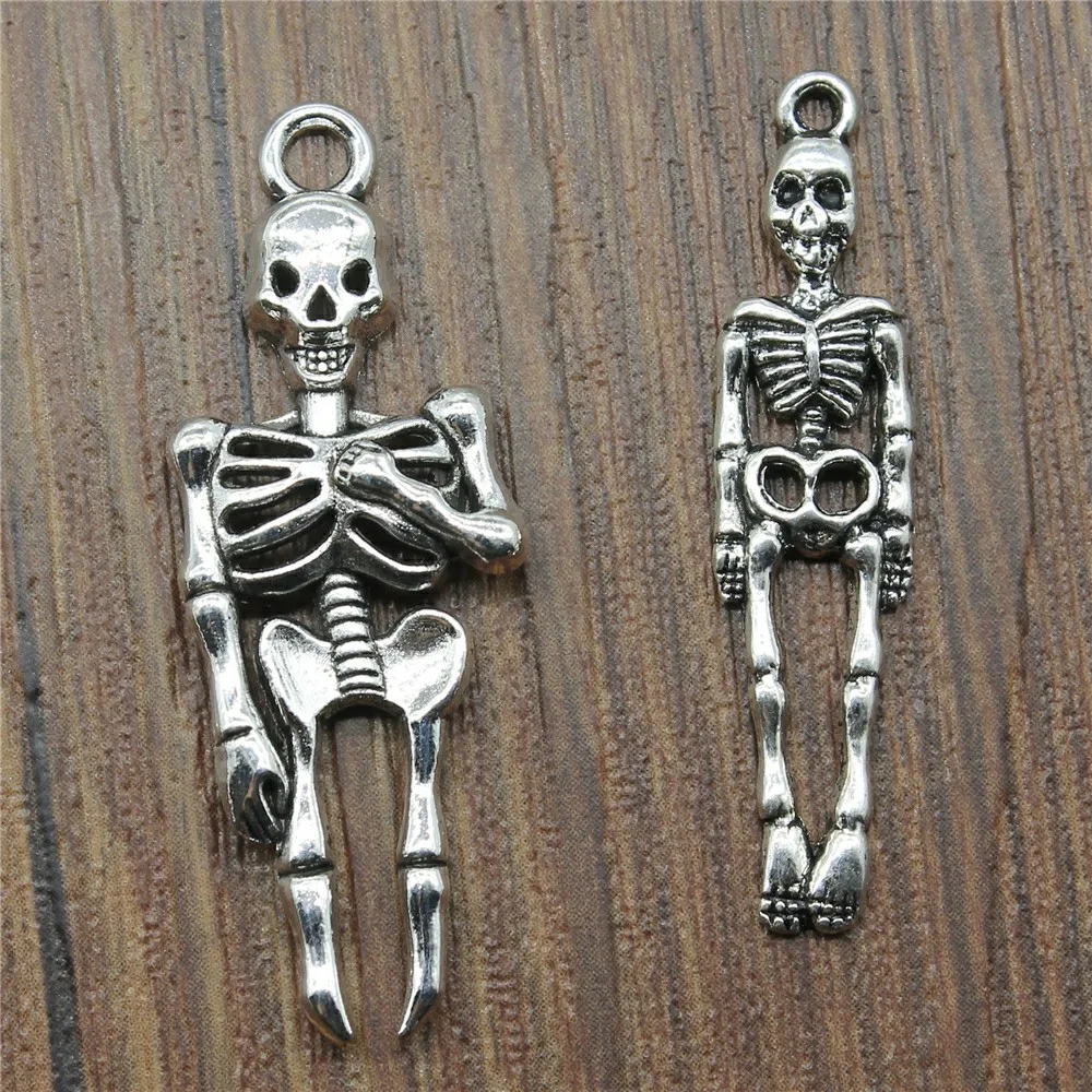 Charms Skeleton Vintage Antique Silver Color Skeleton Pendant Charms