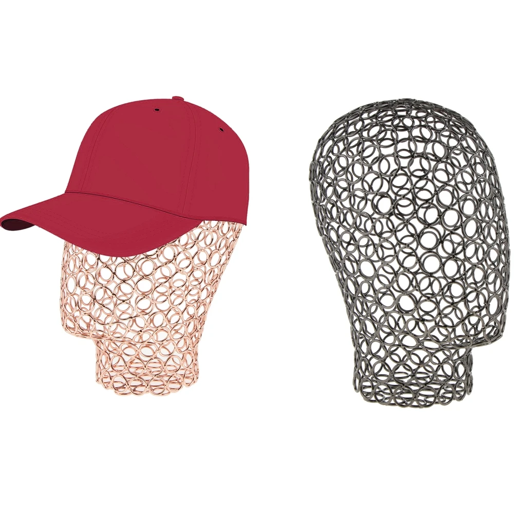 2Pcs Stable Metal Wire Mannequin Head Manikin Model Rack Wigs Hat Jewelry Headset Display Holder Rose Gold/Black