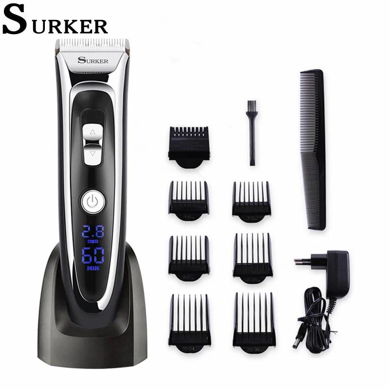 Surker RFC-688B Professional Hair Clippers Rechargeable Electric Hair Clipper For Men LED Display Ceramic Blade Cordless Haircut