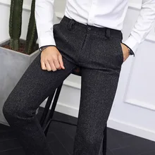 Осенние и зимние мужские брюки Азиатский серый и черный Размер 28 29 30 31 32 33 34 36 38 40 тонкий дизайн мужские брюки деловые повседневные брюки