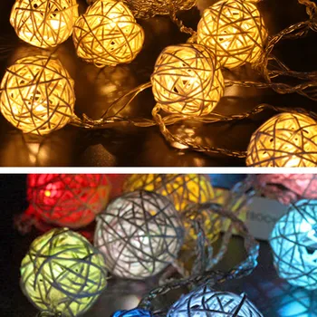 

3M 20 LED String Lights Rattan Ball Garlands Holiday Wedding Party Decoration LED String Christmas Fairy Light For Outdoor