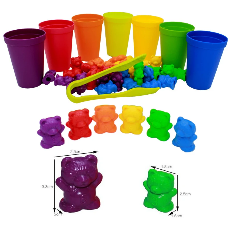 Children Early Learning Montessori Education Bear Digital Cognitive Toys Hand Brain Coordination Bear Set Teaching Aids Toy Gift
