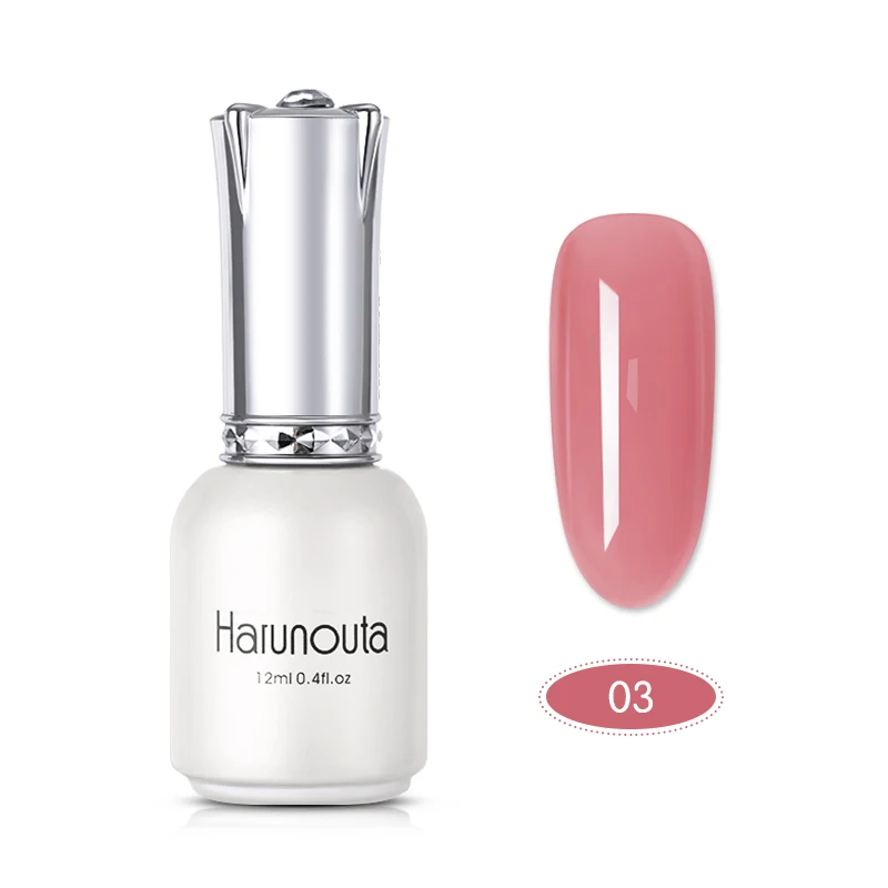 Harunouta 12ml Pink Color Gel Nail Polish Natural Resin Long Lasting Soak Off UV LED Lamp Nail Art Gel Varnish Manicure - Цвет: 03