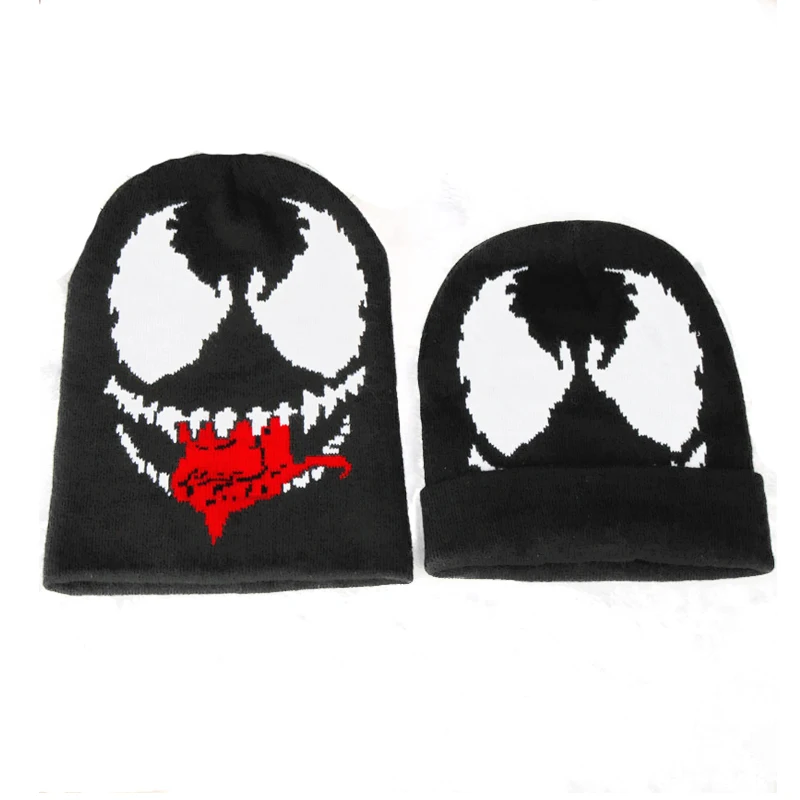 US $11.56 51% OFF|Venom Mask Pattern Beanies Men Hats Accessories Knitted Beanie Cap Winter Keep Warm Hat|Men