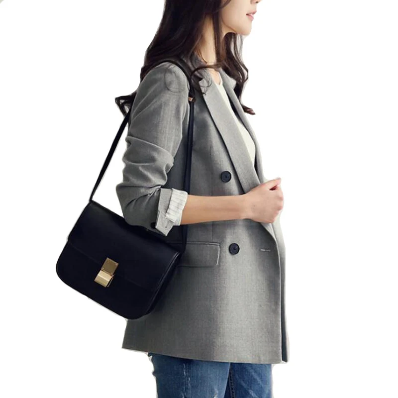 2019 Весна двубортный длинный Блейзер корейский тонкий пиджак леди офисный блейзер для женщин досуг пальто одноцветное цвет