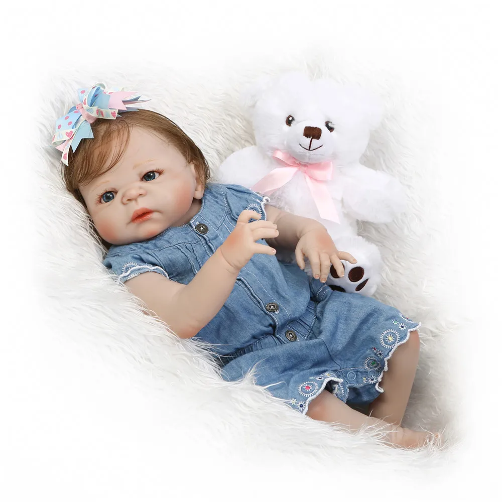 22 &quotbebe girl reborn dolls силиконовые куклы для всего тела укорененные гладкие волосы с